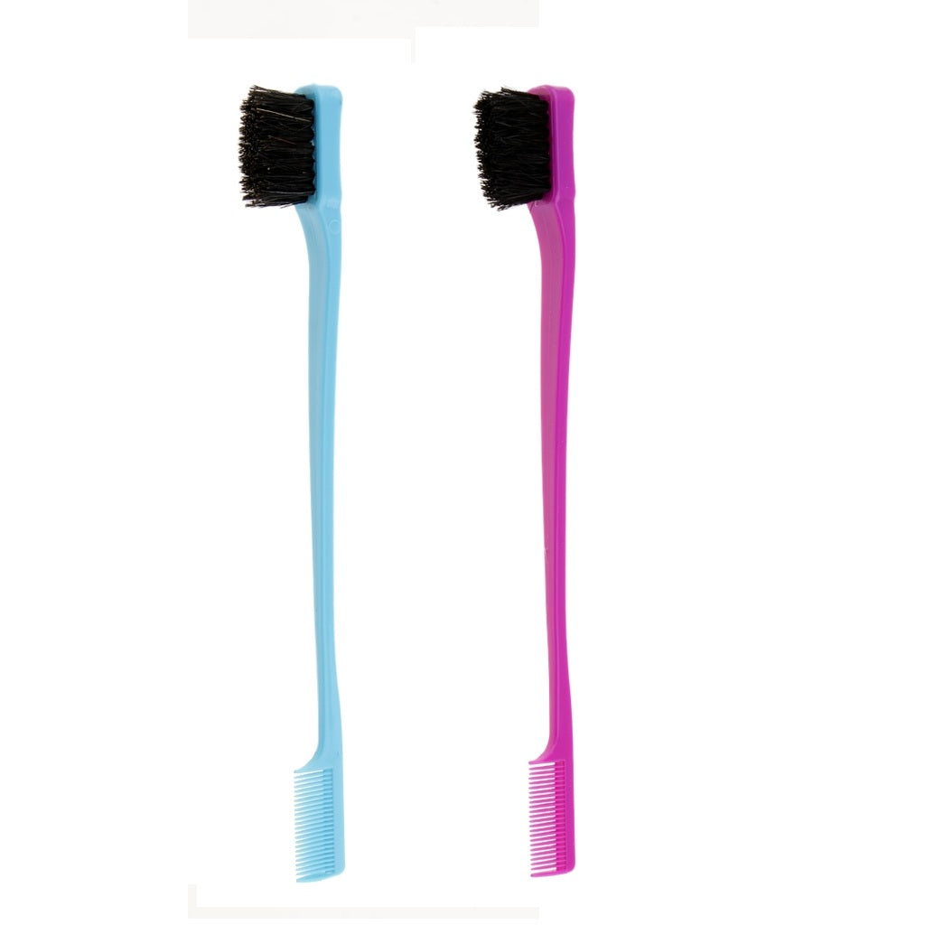 2x 7'' Beauty Double Sided Edge Control Hair Brush Comb Hair Styling Comb