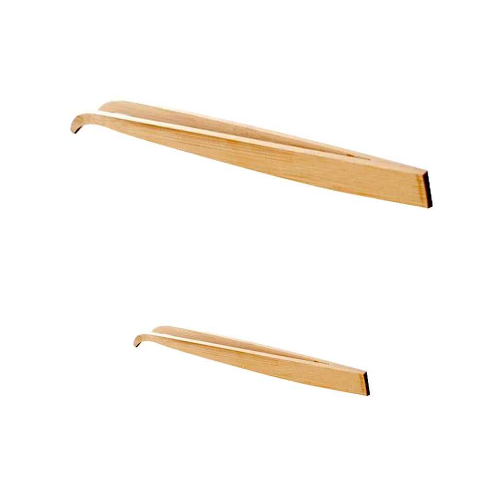 2Pcs 16.5cm & 28cm Bamboo Tweezers Pet Insects Gardening Bent Feeding Tool