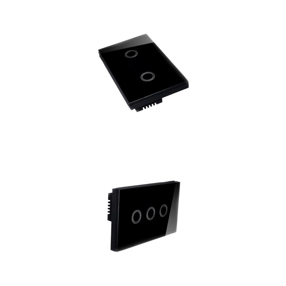 2Pcs 1 Way Touch Wall Control Light Switch Crystal Glass Panel 2 Gang 3 Gang