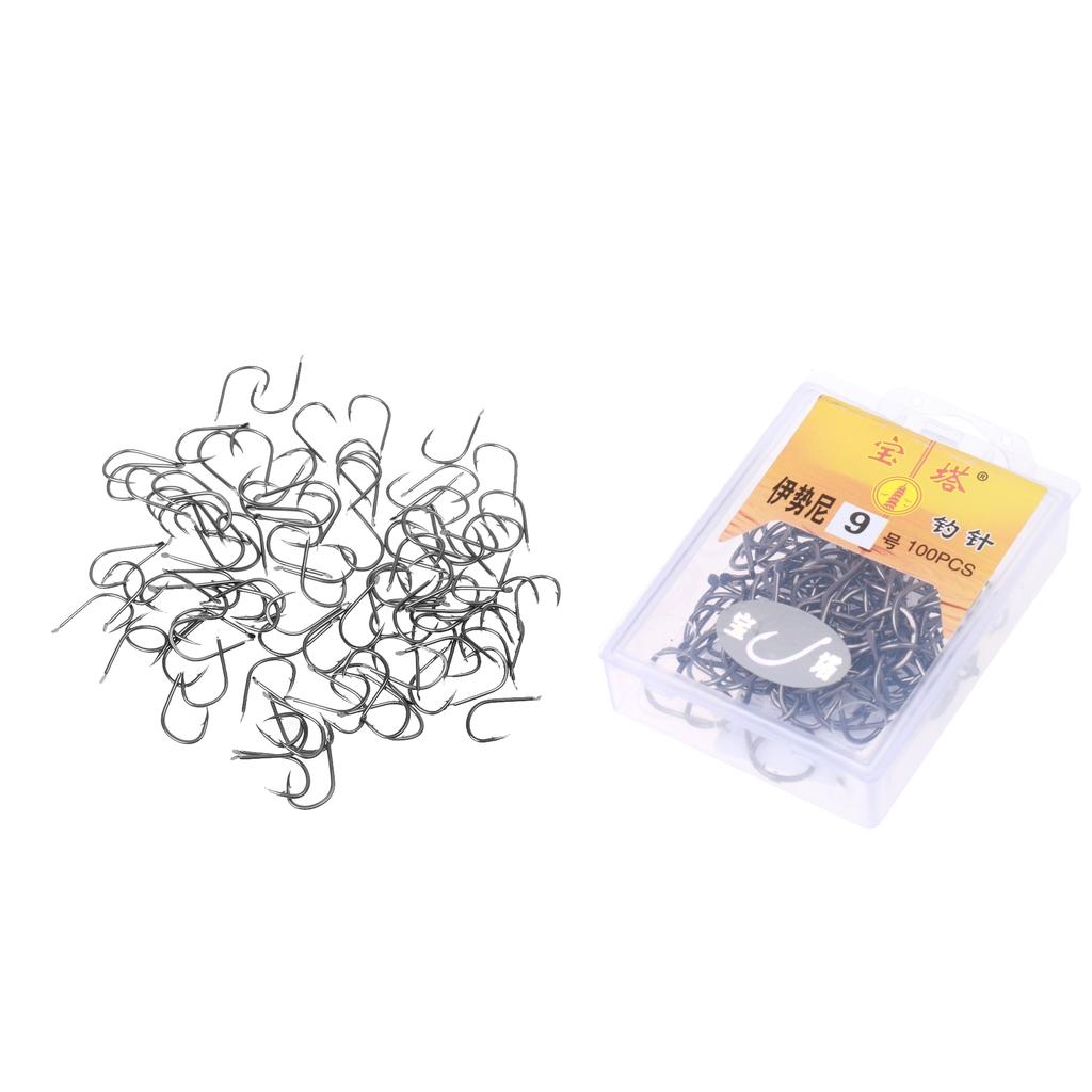 200pcs Barbed Fishing Hook High-Carbon Steel Fishhook Saltwater Black 9# 10#