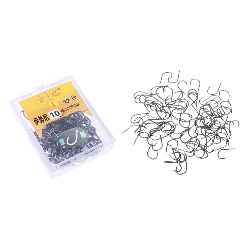 200pcs Barbed Fishing Hook High-Carbon Steel Fishhook Saltwater Black 9# 10#