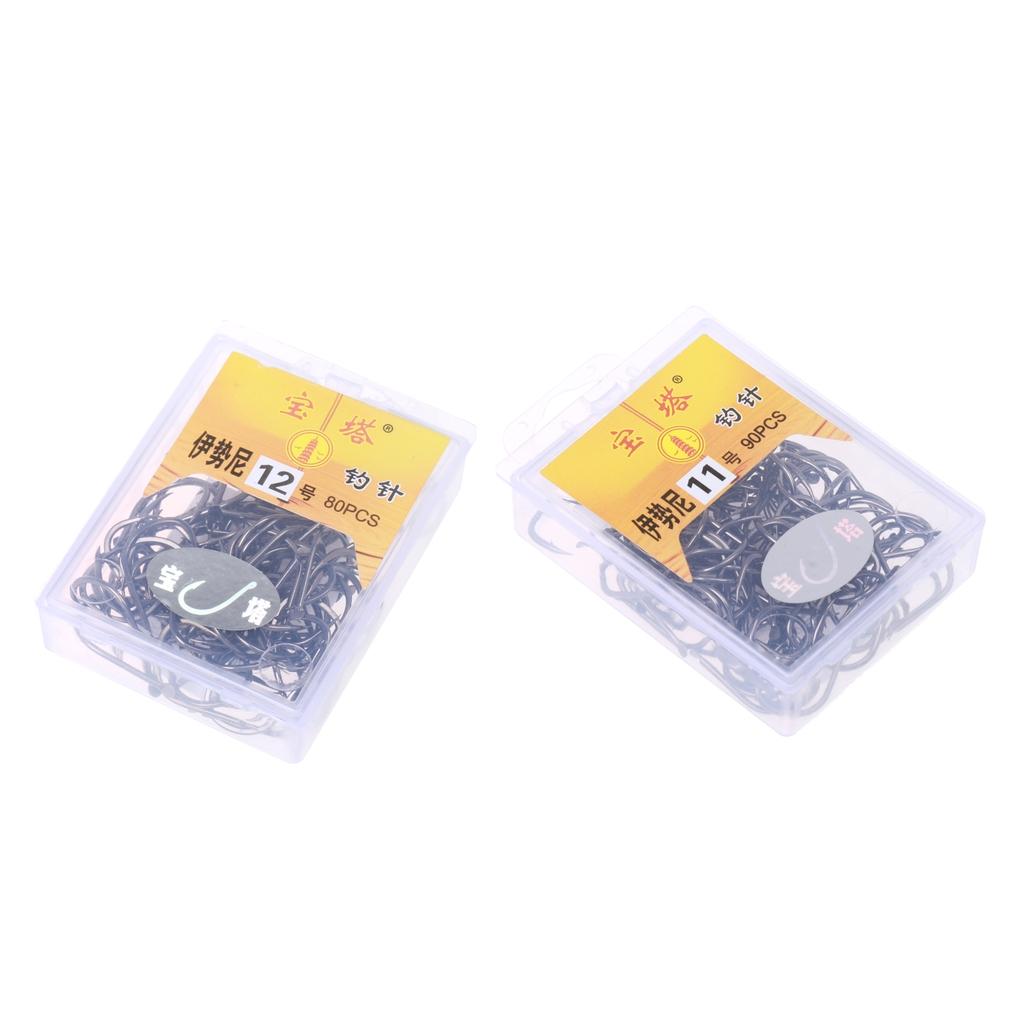 170pcs Fishing Hook High-Carbon Steel Barbed Fishhook Saltwater 11# 12#