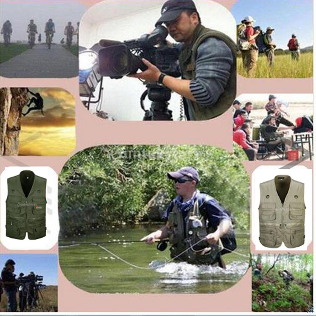 2pcs Men's Multi Pocket Zip Hunting Fishing Travel Outdoor Vest XXXL,2 Color
