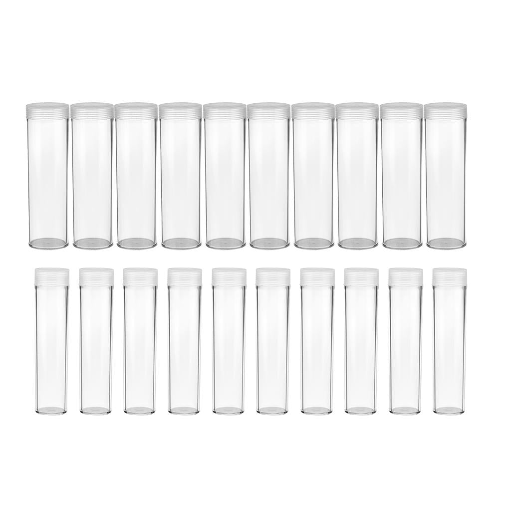 20Pcs Clear Coin Protective Tube Round Coin Case Coin Storage Box Canister