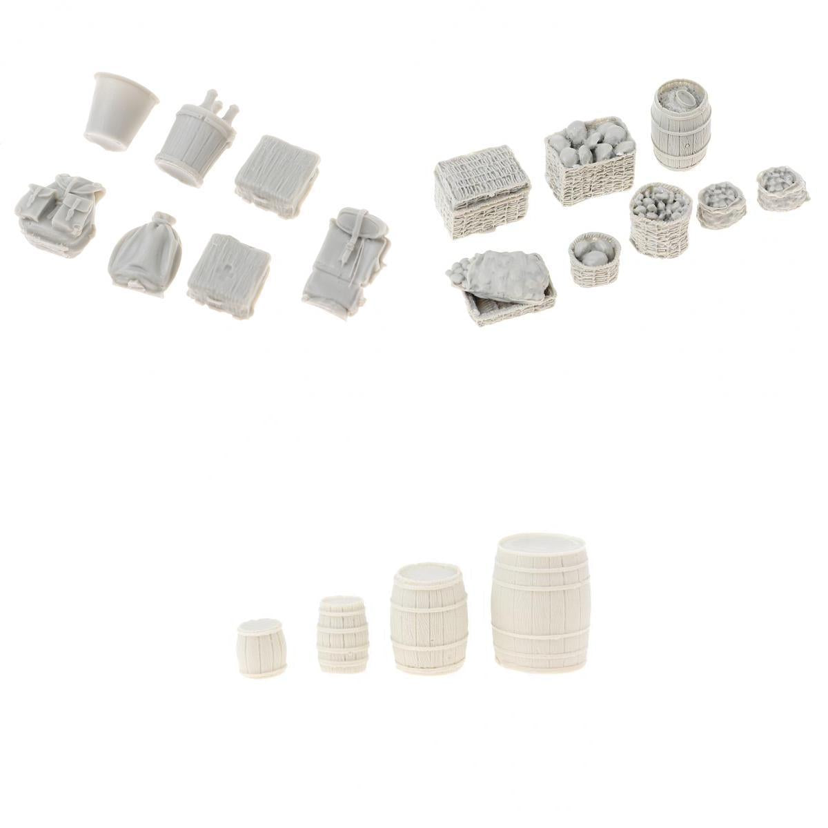 1/35 Military Soldier Food Supplies Basket Cask Models for Sand Table Scene