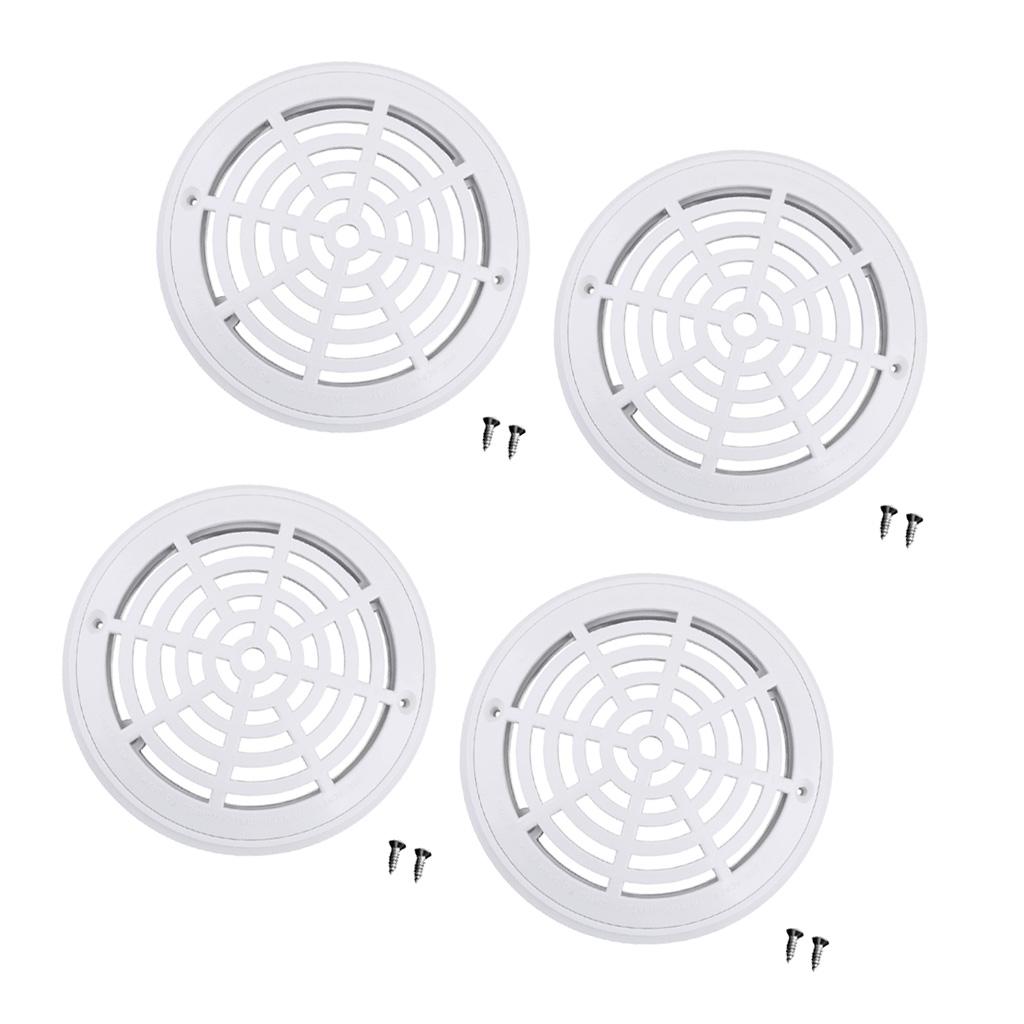 4pcs Replacement Cover Main Drain Swimming Pool Accessary with Screws White