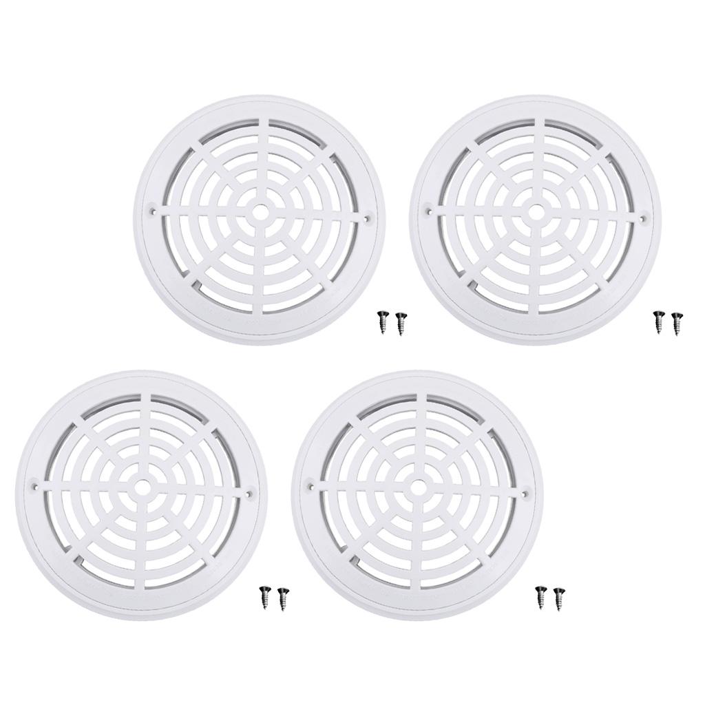 4pcs Replacement Cover Main Drain Swimming Pool Accessary with Screws White