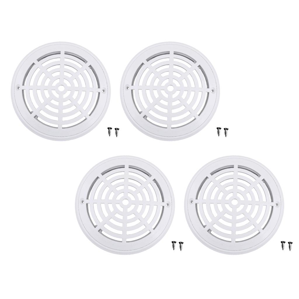 4pcs Replacement Cover Main Drain Swimming Pool Accessary with Screws White