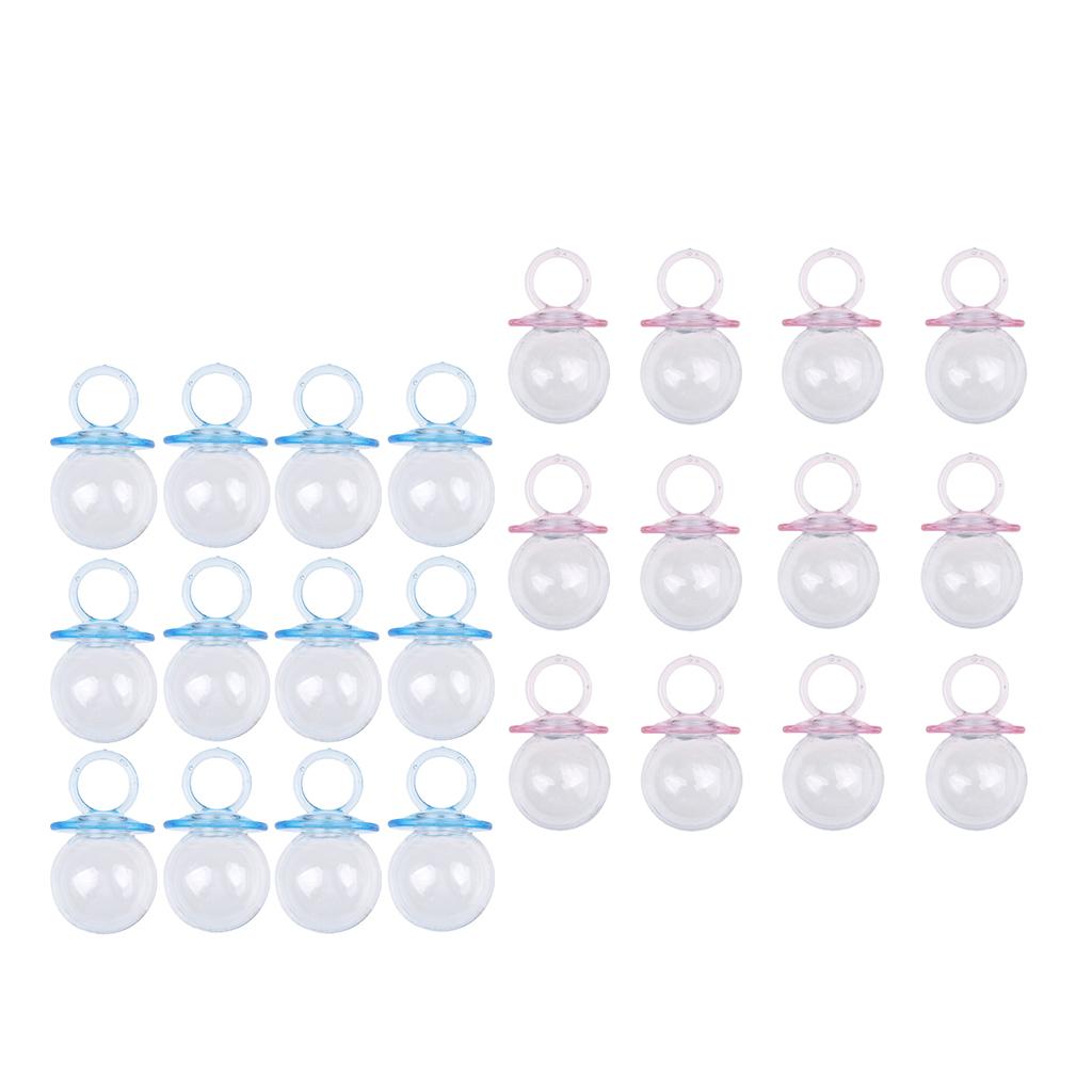 24 Pieces Fillable Pacifier Baby Shower Candy Box Bottle Favor Pink+Blue