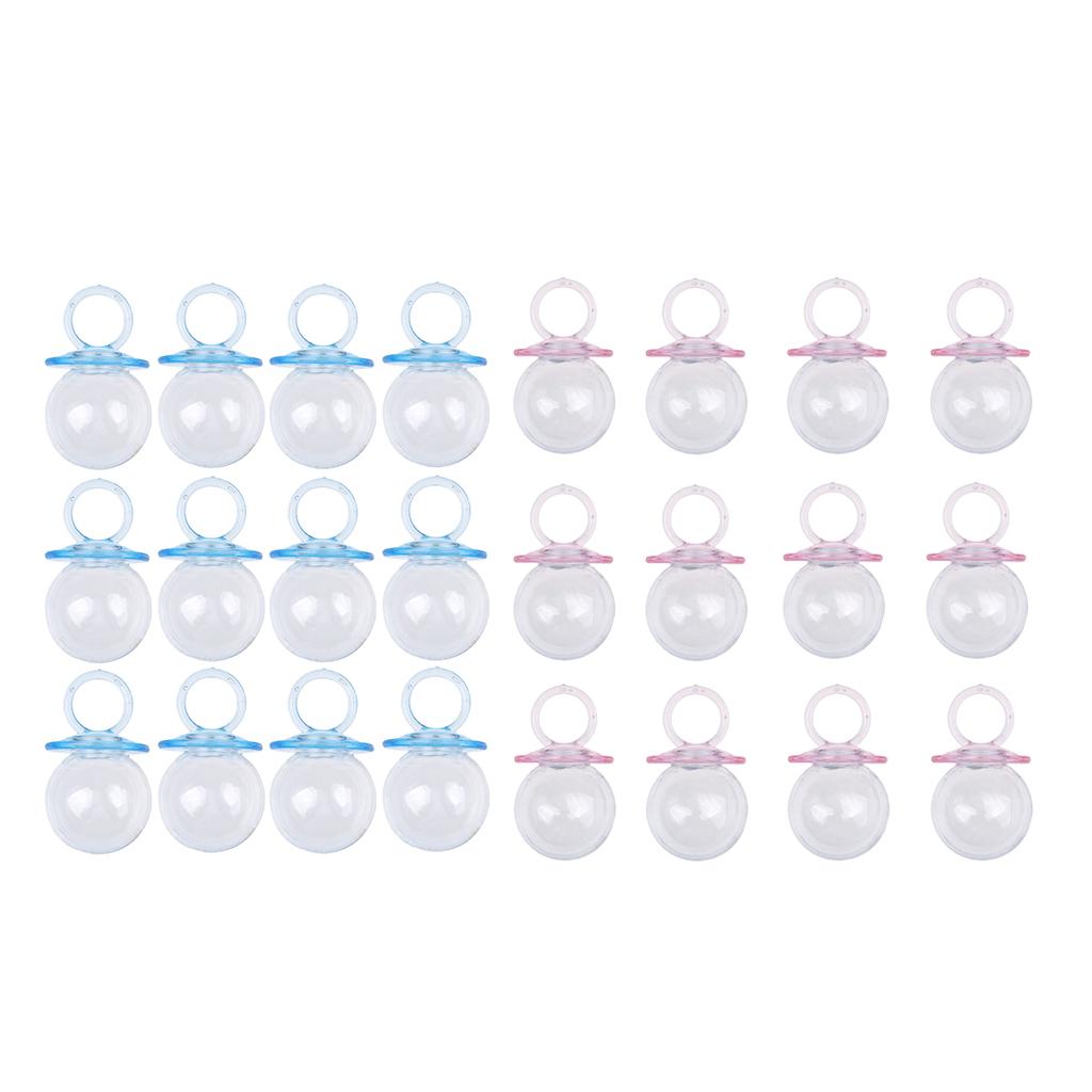 24 Pieces Fillable Pacifier Baby Shower Candy Box Bottle Favor Pink+Blue