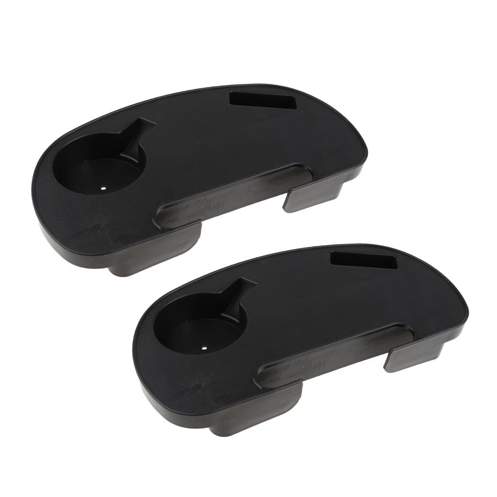 2 Pieces Clip-on Folding Reclining Chair Table Tray Cup Holder