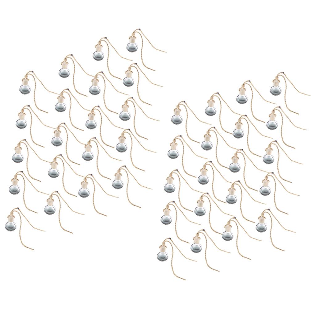 40x Charm Empty Glass Perfume Bottle Pendant Car Hanging Decor Ball Shape