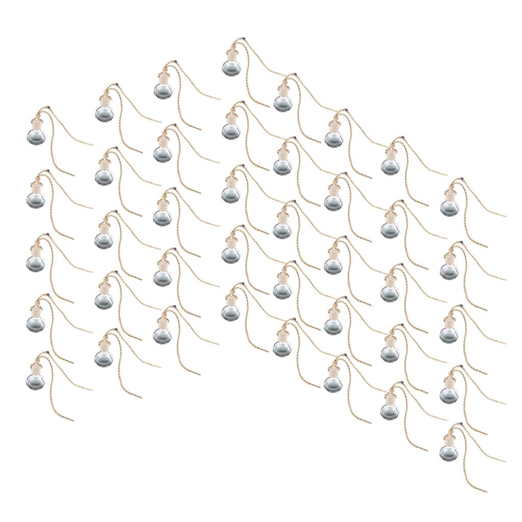 40x Charm Empty Glass Perfume Bottle Pendant Car Hanging Decor Ball Shape