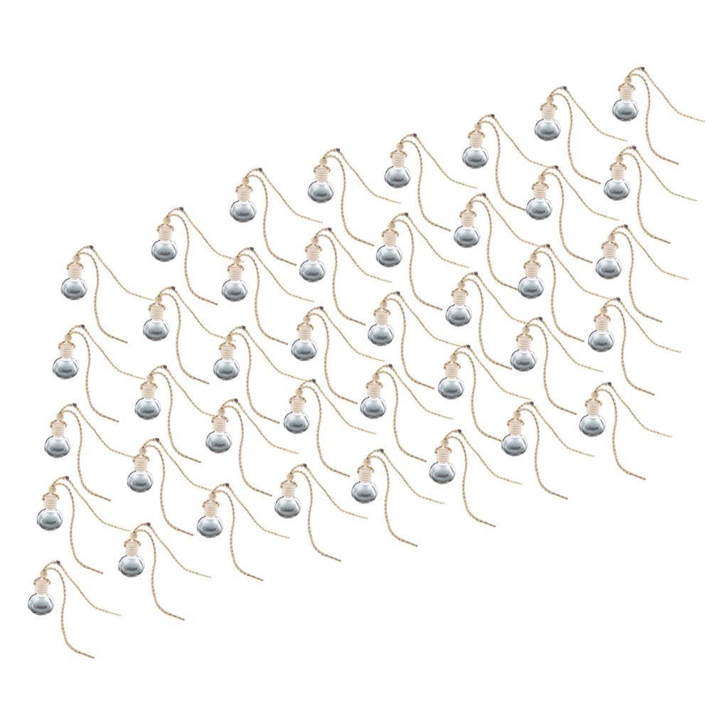 40x Charm Empty Glass Perfume Bottle Pendant Car Hanging Decor Ball Shape