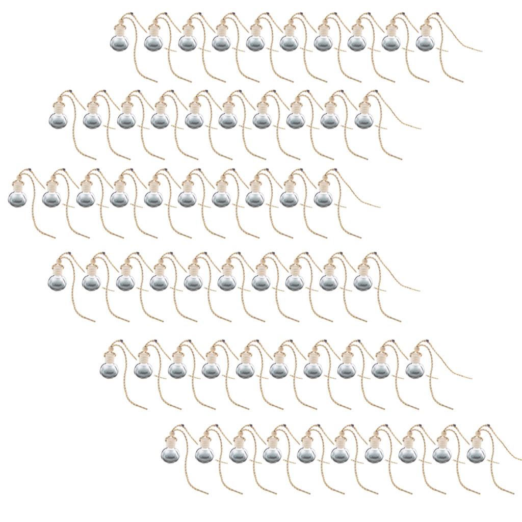 60x Charm Empty Glass Perfume Bottle Pendant Car Hanging Decor Ball Shape