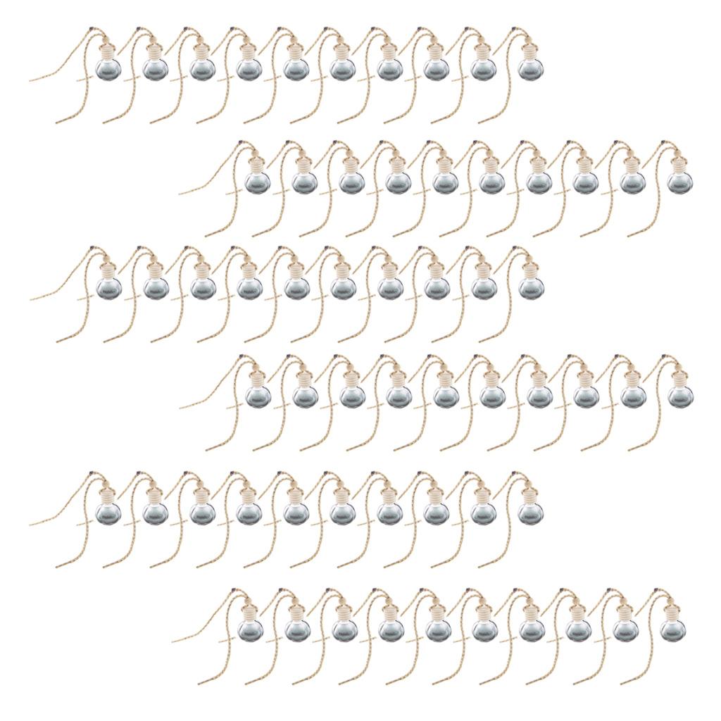 60x Charm Empty Glass Perfume Bottle Pendant Car Hanging Decor Ball Shape