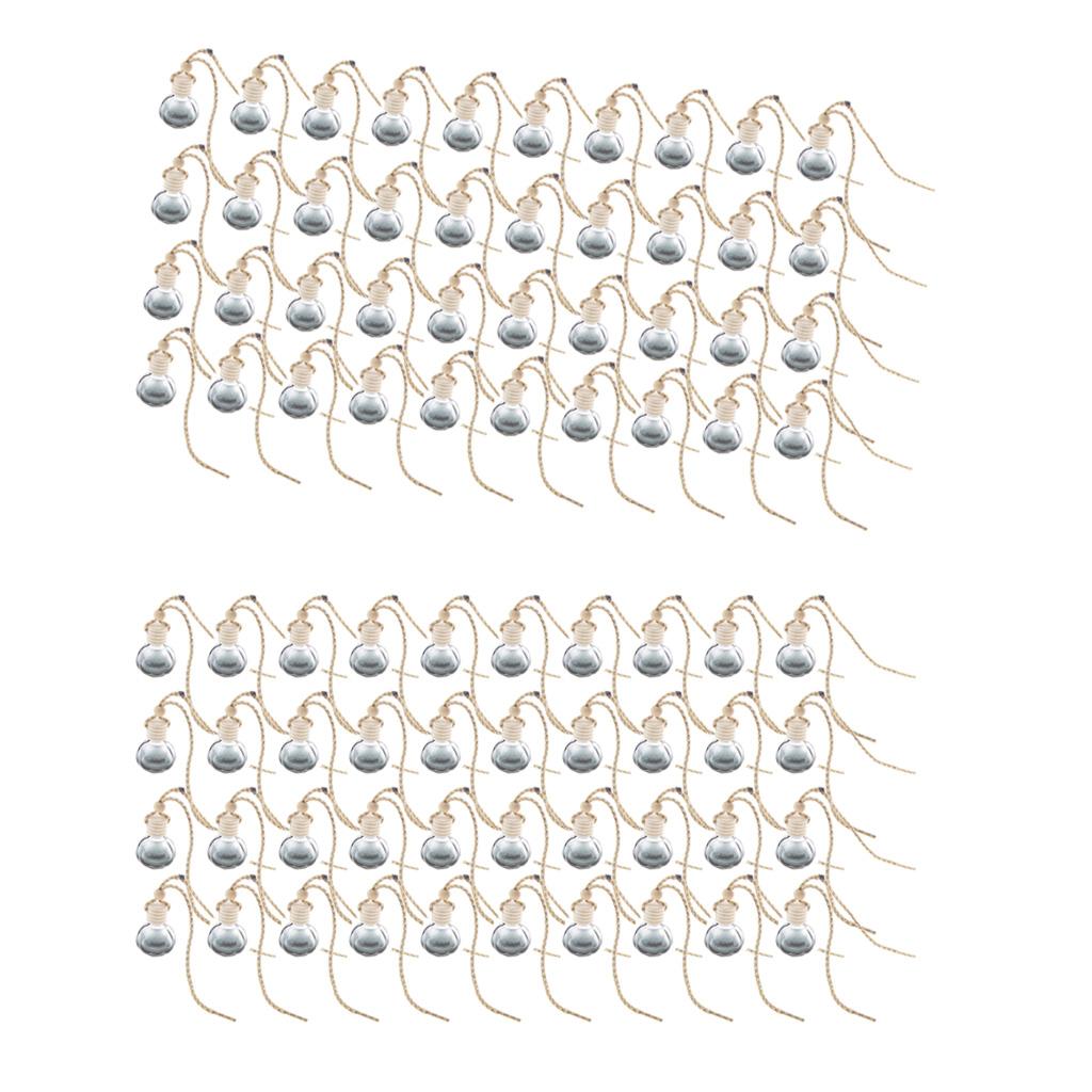 80x Charm Empty Glass Perfume Bottle Pendant Car Hanging Decor Ball Shape