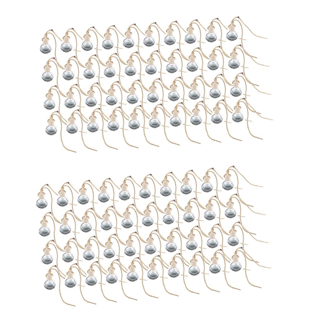 80x Charm Empty Glass Perfume Bottle Pendant Car Hanging Decor Ball Shape