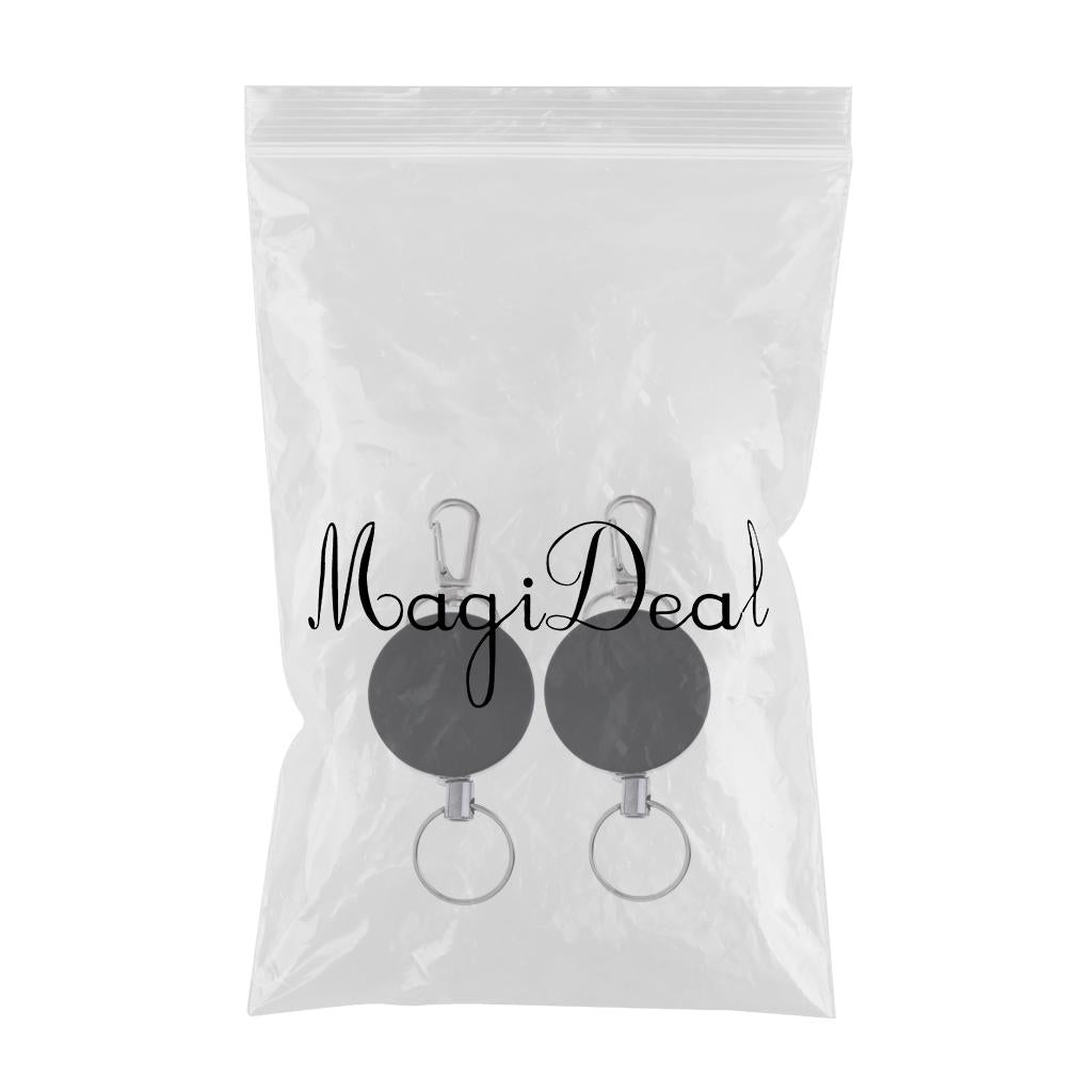 2pcs Retractable Key Chain Badge Holder Steel Recoil Ring Belt Clip Buckle