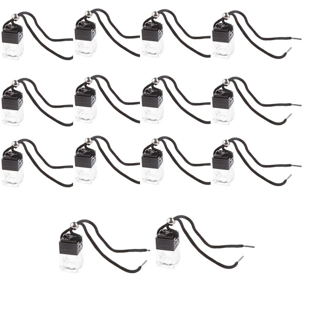 Charm Empty Glass Perfume Bottle Pendant for Car Hanging Decor Square 14pcs