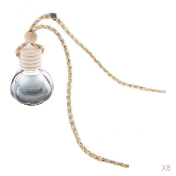 Charm Empty Glass Perfume Bottle Pendant for Car Hanging Decor Square 8-set