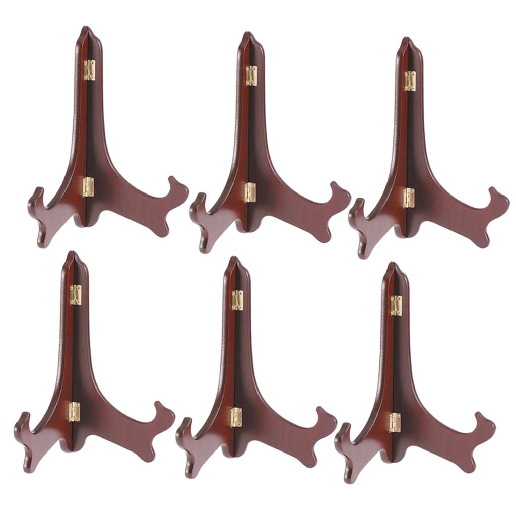 6pcs Wooden Folding Plate Display Easel Stand Photo Holder Fits 6''