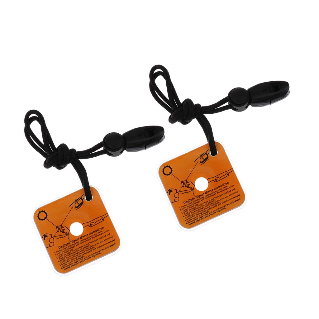 2pcs Outdoor Emergency Reflective Signal Mirror with Whistle Survival Kit