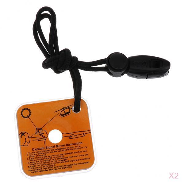 2pcs Outdoor Emergency Reflective Signal Mirror with Whistle Survival Kit