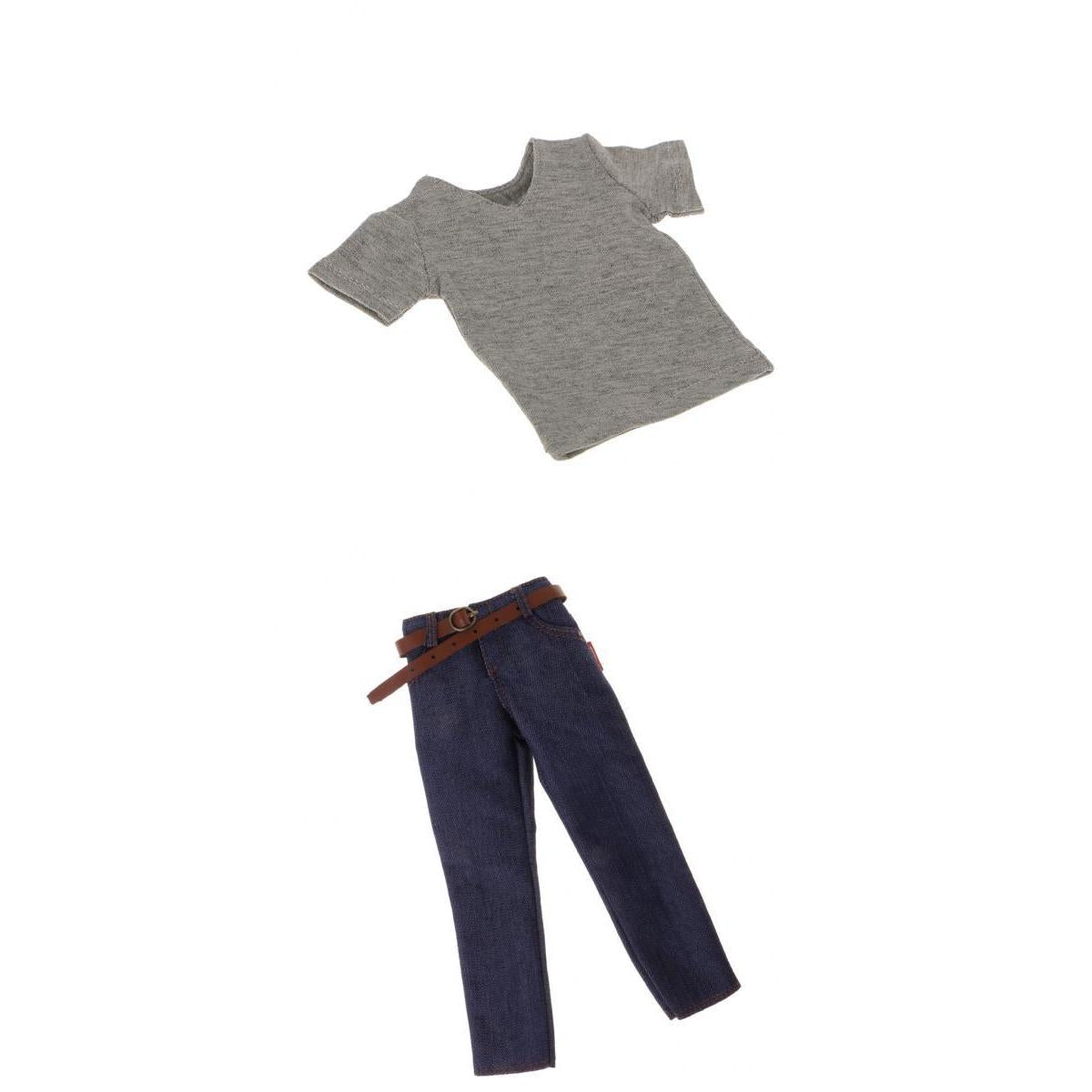 1/6 Men's Short Sleeve and Denim Jeans Pants for 12'' Action Figure Body