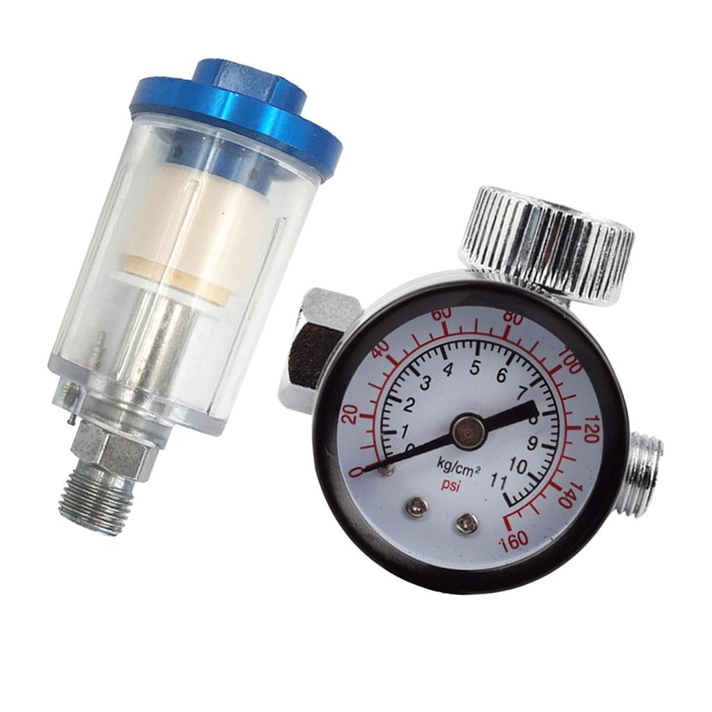 1/4 Spray Gun Air Regulator Valve + 1/4'' Oil Water Air Separator Filter"