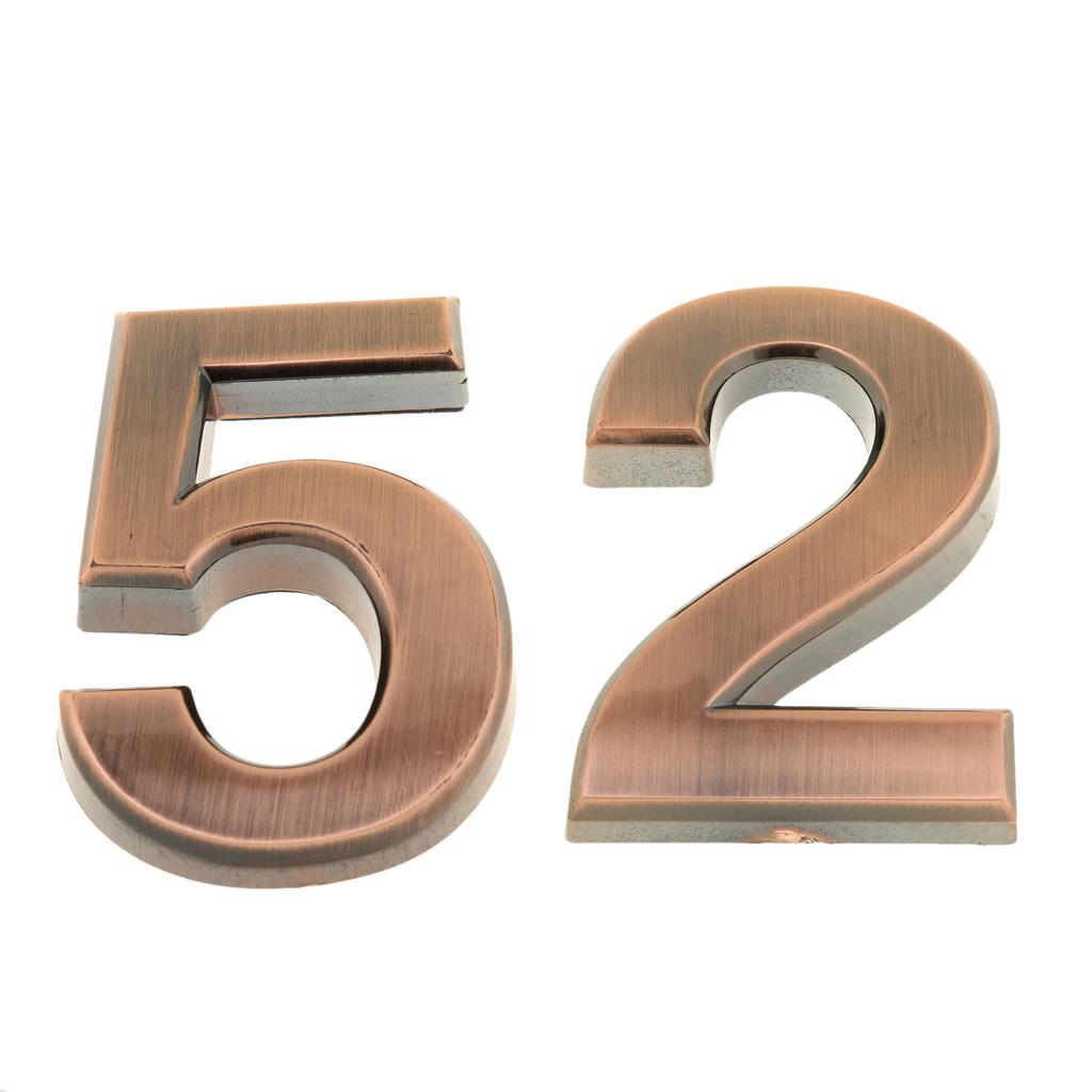 2pcs Copper Plastic Self-Adhesive Sticky Home Hotel Office Door Number Sign