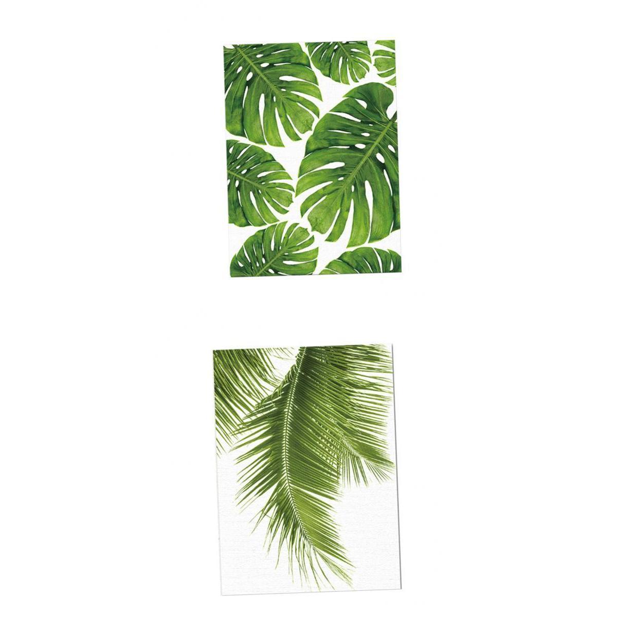 2pcs Unframed Green Palm Leaf Canvas Oil Painting Picture Wall Art Decor