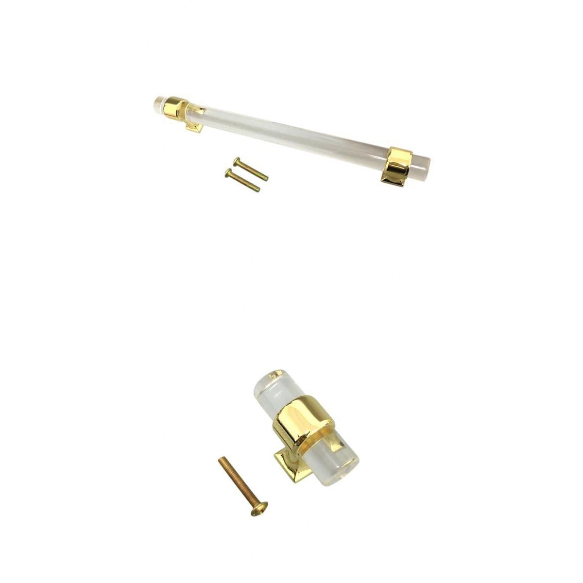 2pcs Acrylic Door Pulls Knob Drawer Cabinet Cupboard Handle Hardware Gold