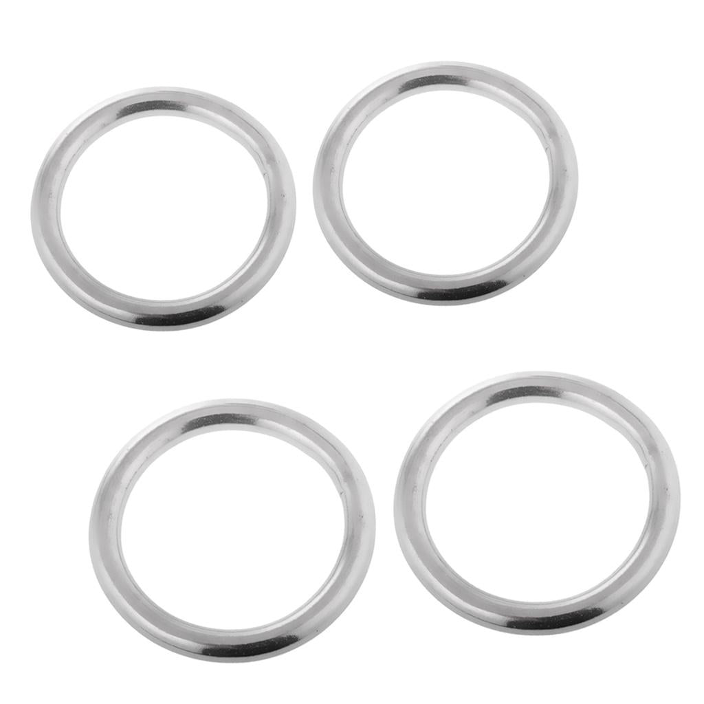 2 Pairs of Smooth Welded Polished Boat Marine Stainless Steel O Ring