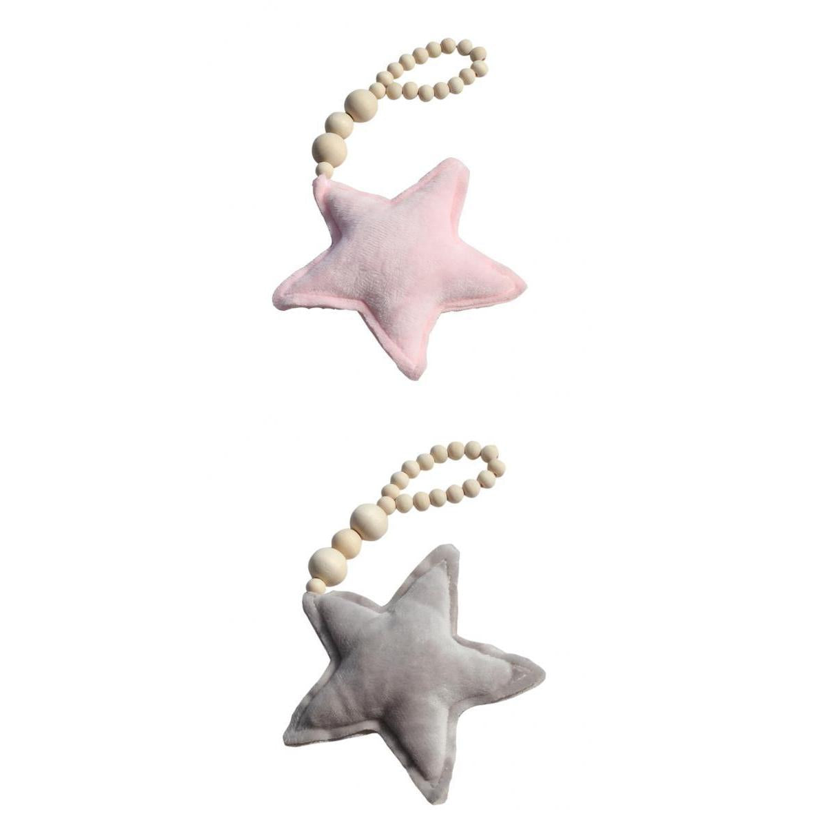 2x Wooden Tassel Pendant Bed Net Curtain Tieback Hanging Ornament Pink Star