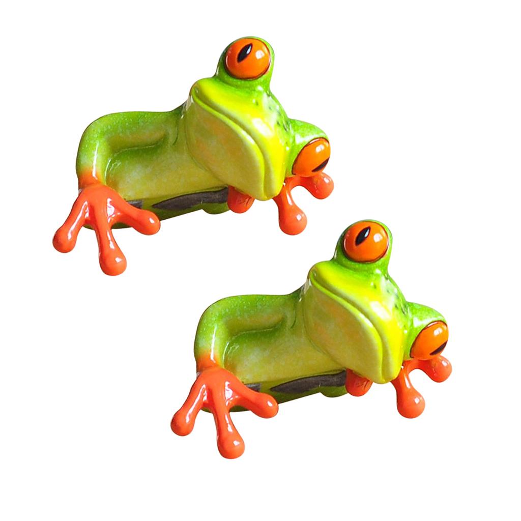 2x Resin Creative 3D Craft Frog Figurine Office Desk Computer Decoration