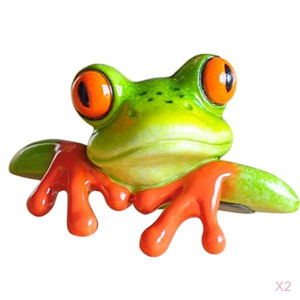 2pcs Resin Creative 3D Craft Frog Figurine Office Desk Computer Decoration