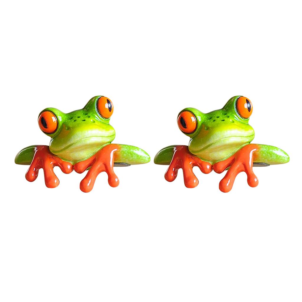 2pcs Resin Creative 3D Craft Frog Figurine Office Desk Computer Decoration