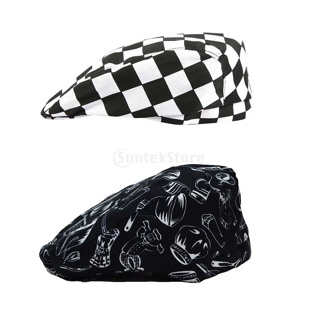 2 Pieces Catering Restaurant Cafe Chef Cook Waiter Baker Beret Hat Skull Cap