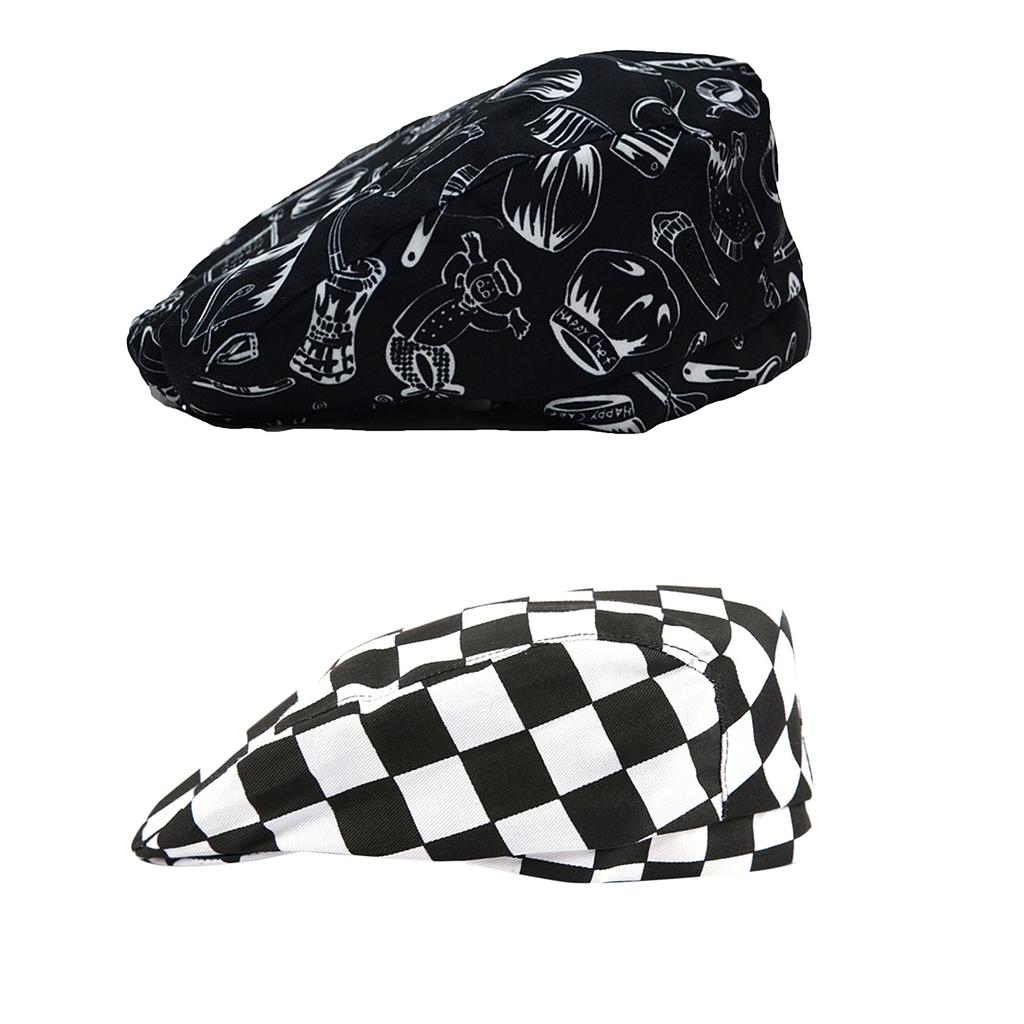 2 Pieces Catering Restaurant Cafe Chef Cook Waiter Baker Beret Hat Skull Cap
