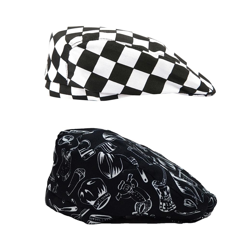 2 Pieces Catering Restaurant Cafe Chef Cook Waiter Baker Beret Hat Skull Cap
