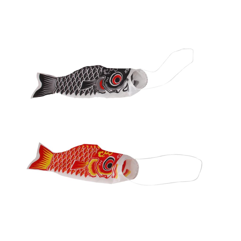 2Pieces 100cm Japanese Windsock Carp Flag Koi Nobori Sailfish Wind Streamer