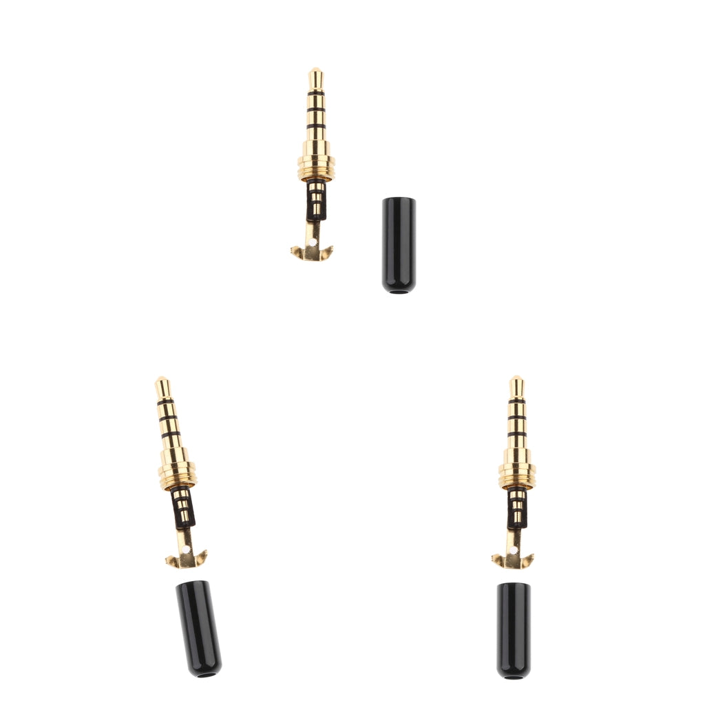 3 Piece Universal DIY 3.5mm Audio Plug Male Head for earphone Headset Black