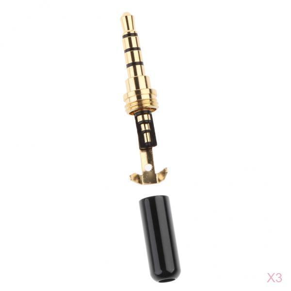 3 Piece Universal DIY 3.5mm Audio Plug Male Head for earphone Headset Black