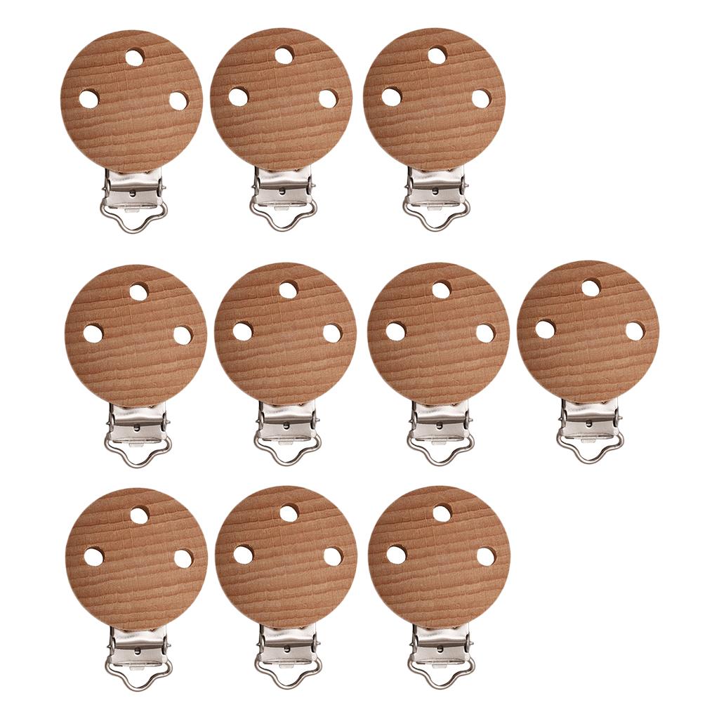 10 Pieces Baby Pacifier Clips Wooden Holder Teething Beads Suspender 3 Holes