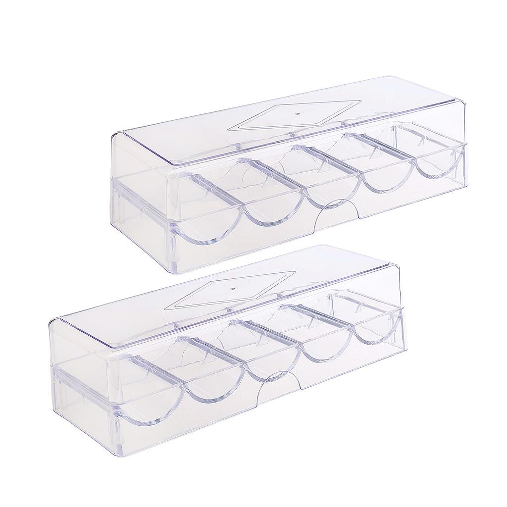 2pcs Acrylic Poker Game Chips Tray Storage Case for Party Home Casino Game