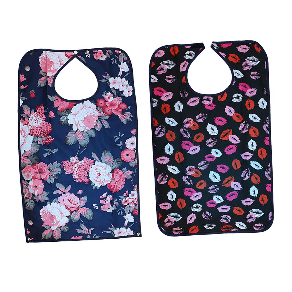 2 Pieces Reusable Bib Mealtime Cloth Protector Disability Aid Apron 1#