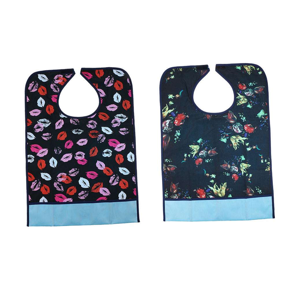 2 Pieces Reusable Adult Bib Mealtime Cloth Protector Disability Aid Apron 02