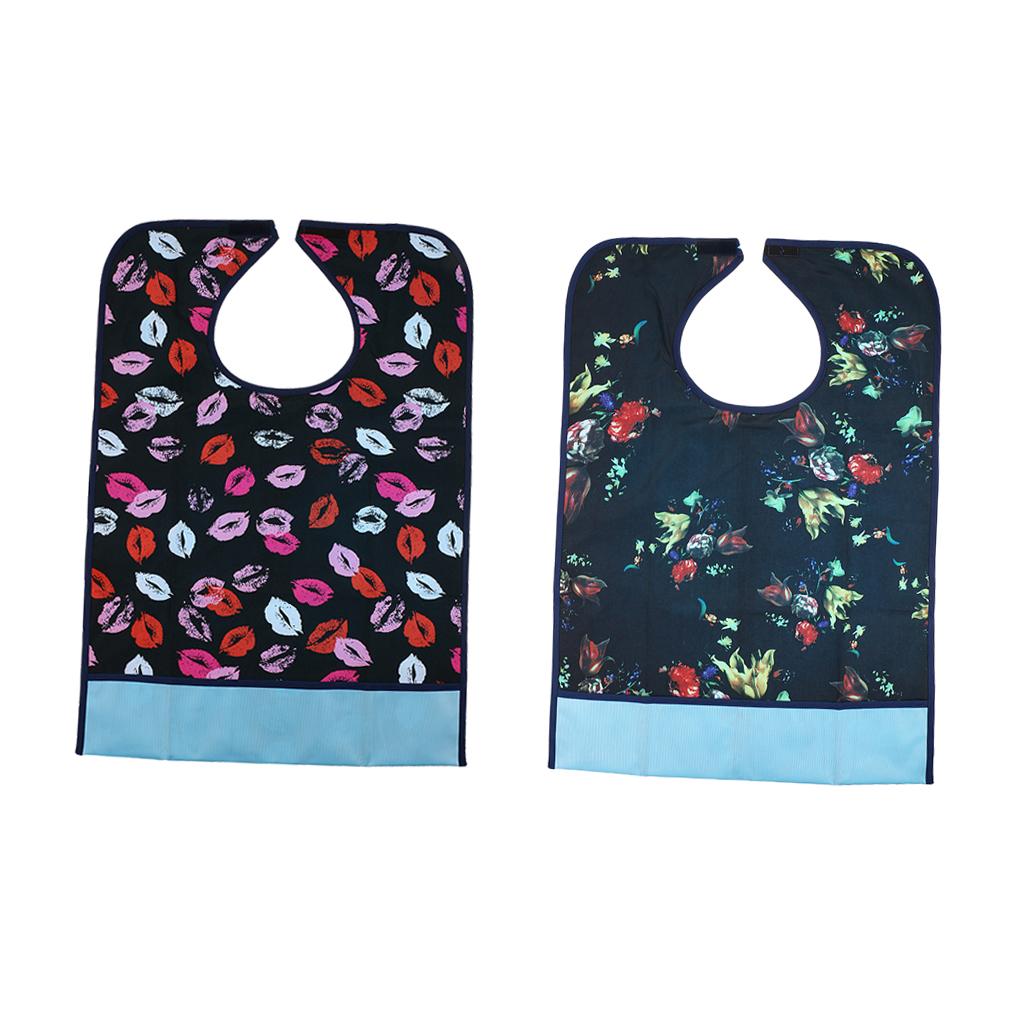 2 Pieces Reusable Adult Bib Mealtime Cloth Protector Disability Aid Apron 02