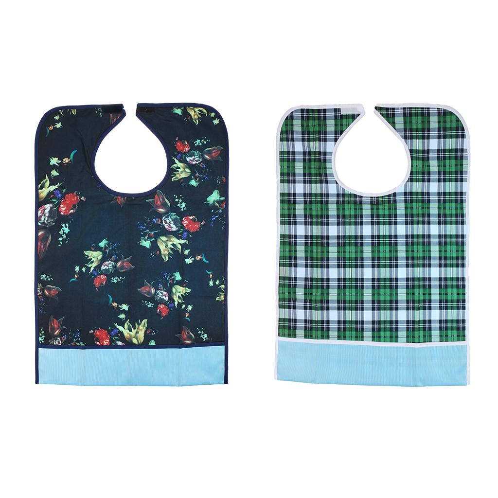2 Pieces Reusable Adult Bib Mealtime Cloth Protector Disability Aid Apron 03
